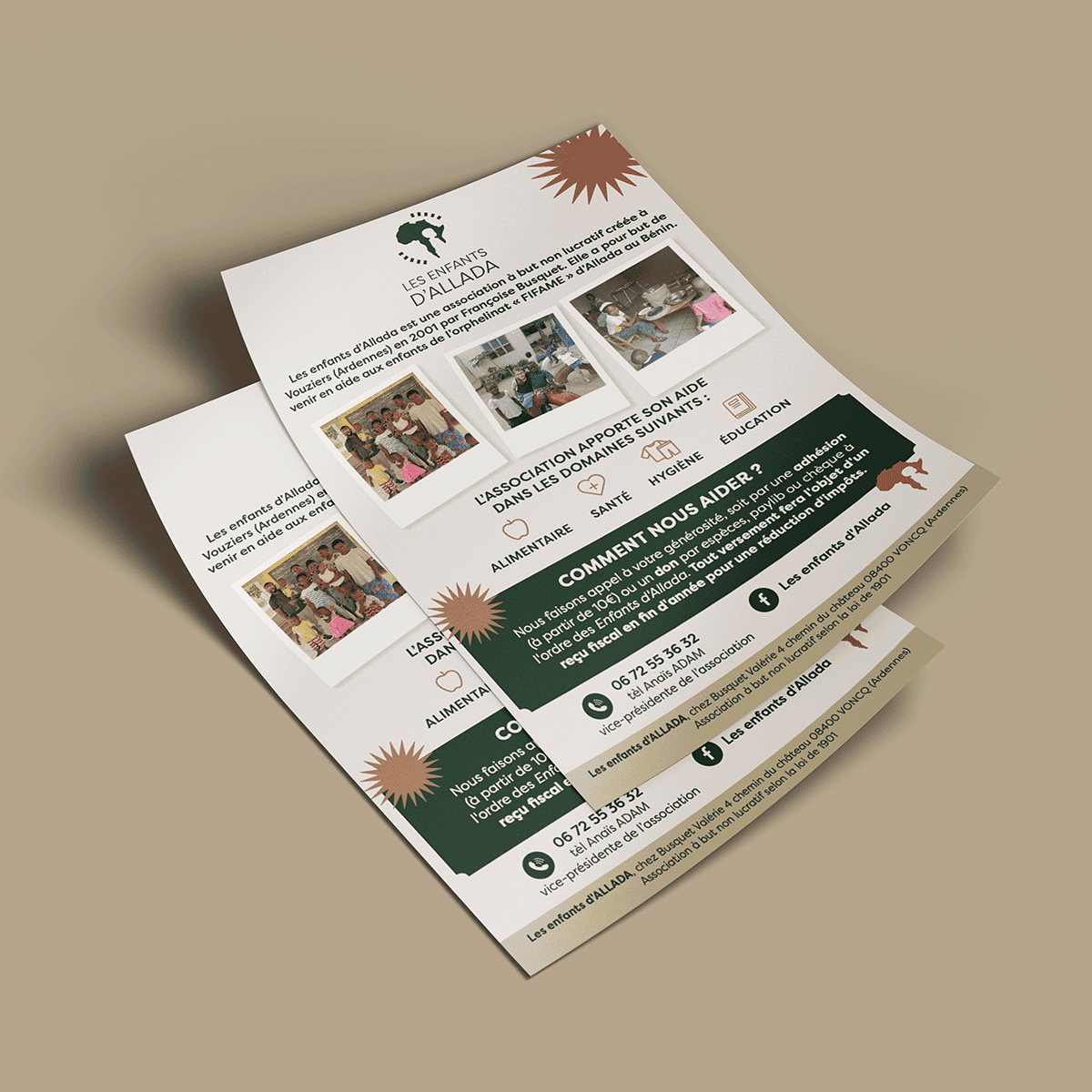 Flyer promotionnel pour l'orphelinat des enfants à Allada au Bénin