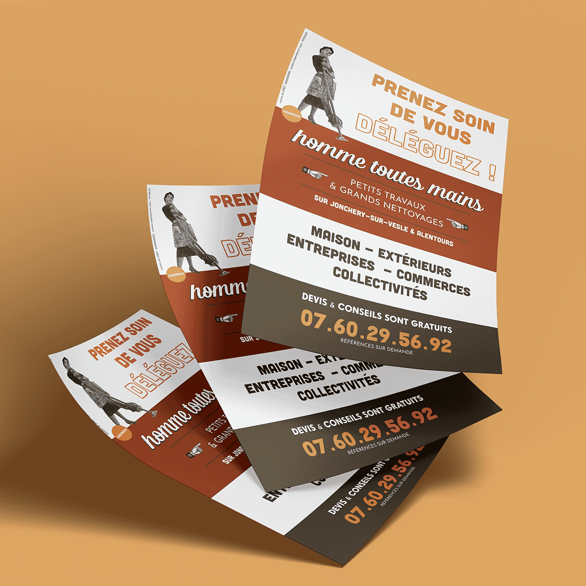 Flyer pour Richard Gere qui propose des services de travaux et dépannage à Reims et ses environs